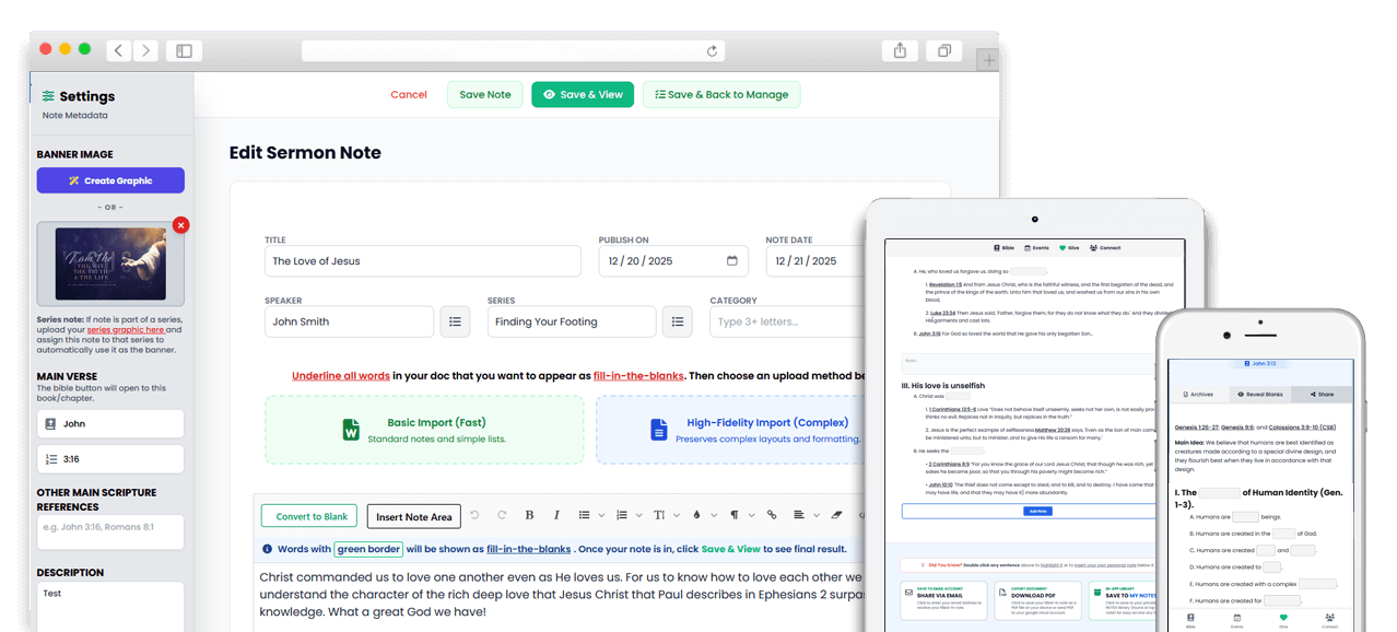 Fill in the blank sermon notes